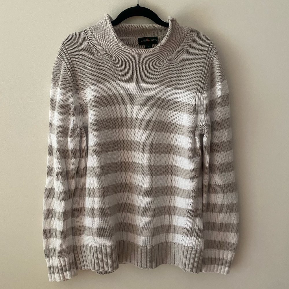 J.Crew Cotton Striped Rollneck Beach Sweater